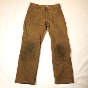 Carhartt 103334 221 Brown Double Knee Pants Canvas Relaxed Fit Tag Size 33x30